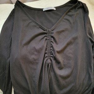 Black Top With Front Drawstring Detail